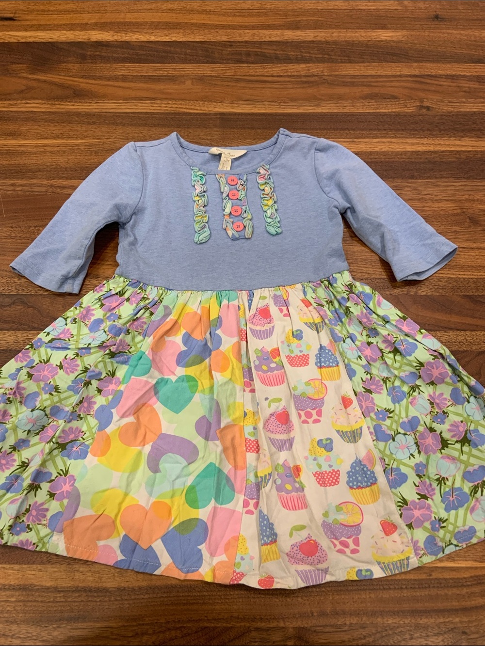 Matilda Jane "Let's Talk" Dress Girls Size 4T Cupcake Heart Floral Ruffle VGUC